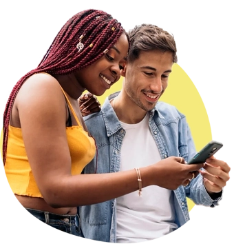 A man with a computer showing the Birthday Hello app